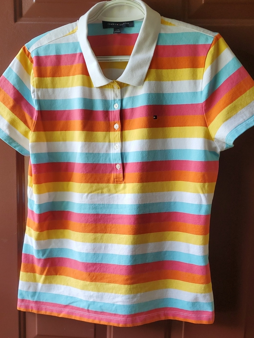 Tommy Hilfiger Multicolor Striped Polo - White, Pink, Aqua, Yellow, Orange